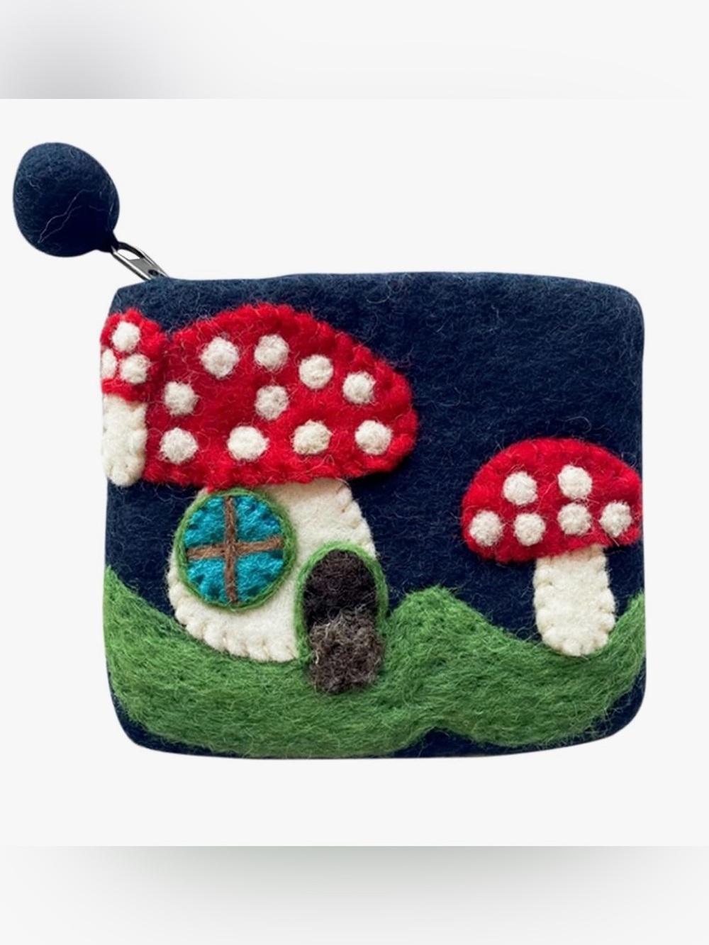 FELTED WOOL Magic Mushrooms Coin Purse Cottagecore Hippie Mini wallet pouch